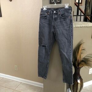 Levi’s 501 S gray Premium Distressed Skinny Jeans Size W28 L30